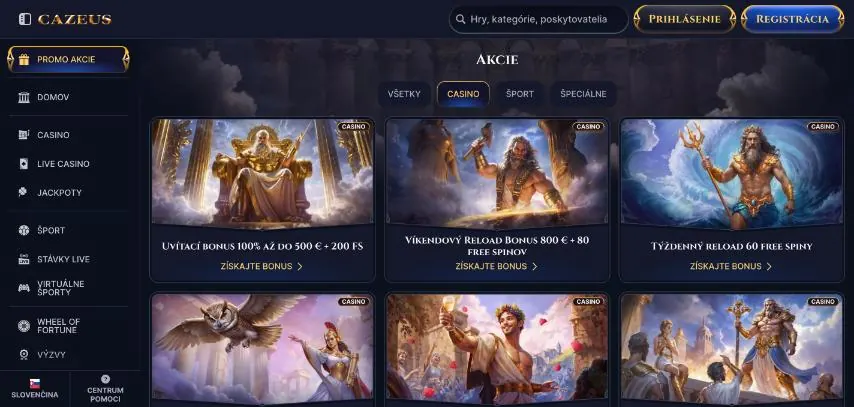 Prehľad kasínových akcií v Cazeus