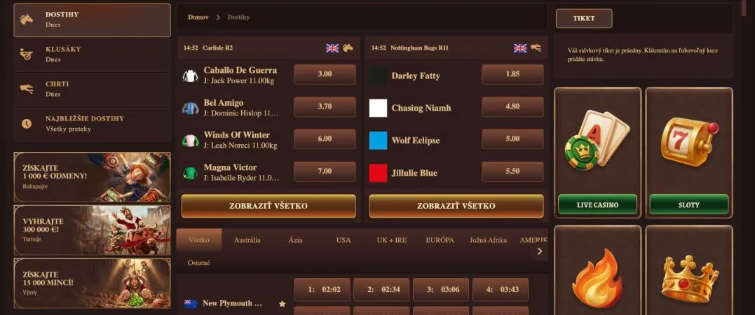Dostihové stávky v CrazyTower s kurzami na dostihy v Carlisle a Nottinghame