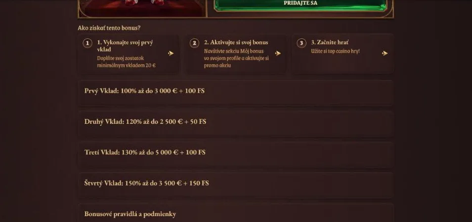 Uvítací balíček CrazyTower rozpísaný na štyri vklady