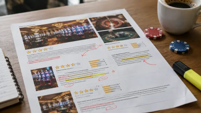Vytlačená recenzia kasína s opravami a zvýrazňovač