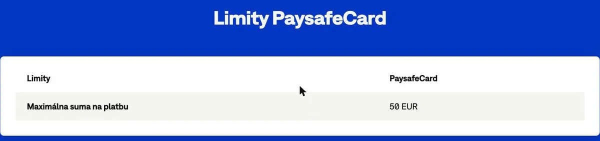 Limity Paysafecard: maximálna suma na platbu 50 EUR
