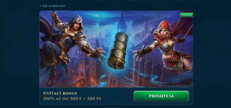 Uvítací bonus Slotuna 100 % až do 500 € a 200 free spinov