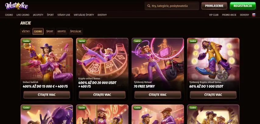 Prehľad kasínových akcií v Westace